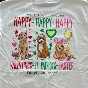 NWT Simply Southern Kids White Spring Happy Holidays T-Shirt